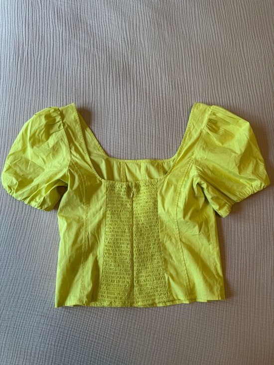 J. Crew Square Neck Puff Sleeve Top in Chartreuse - Picture 4 of 7